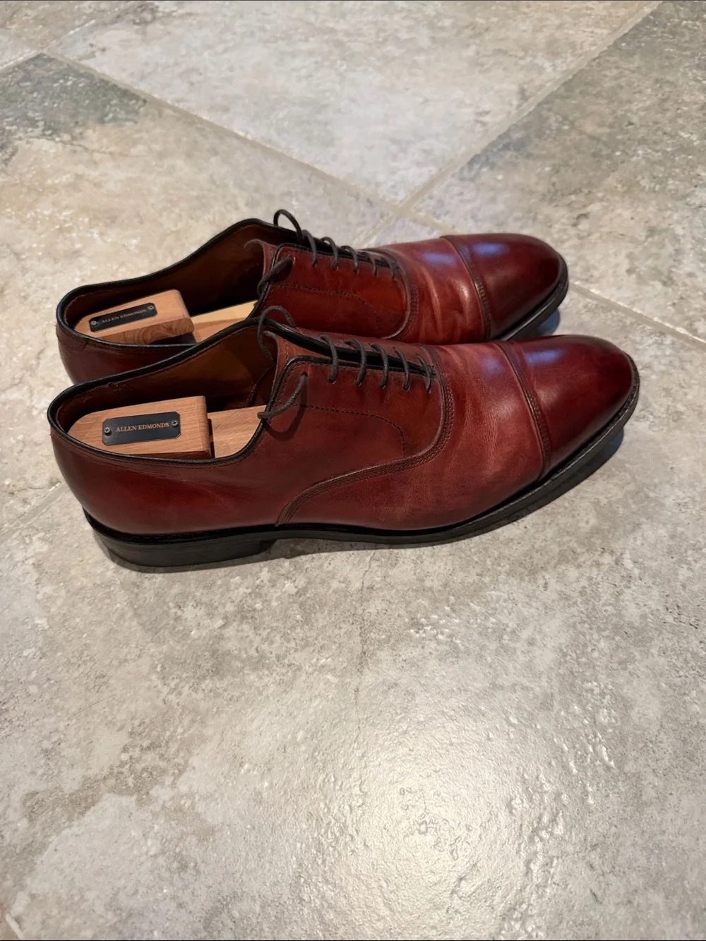 Allen Edmonds Men's Oxford Dress Shoes in Burgundy Brown - check out the soles!!